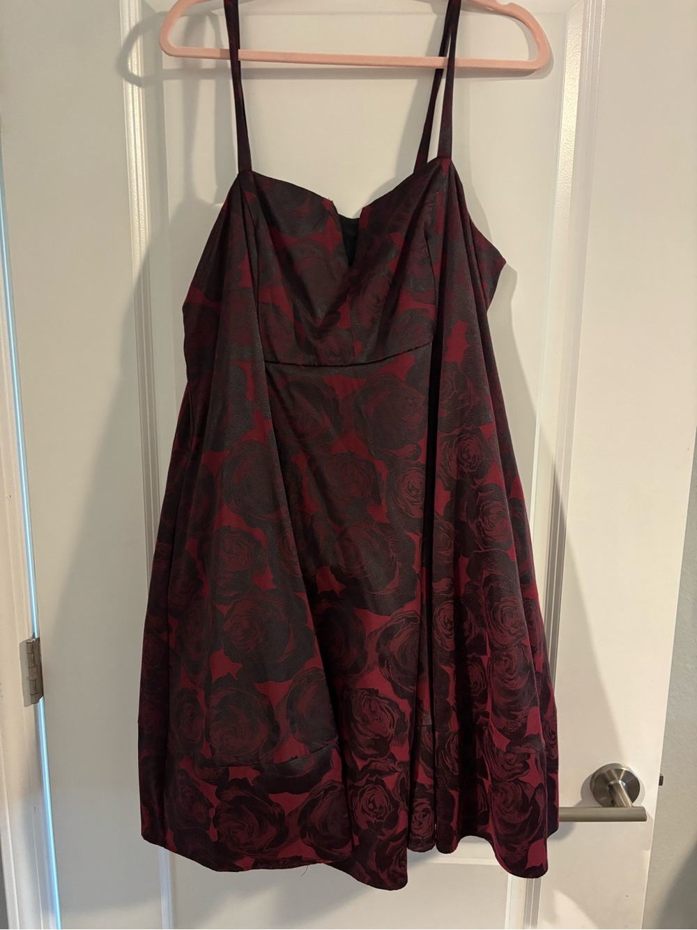 torrid Burgundy and Black Rose-Print A-Line Midi Dress